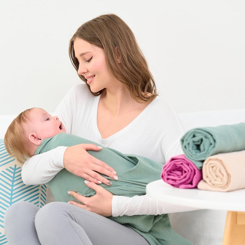 CottCare Baby Muslin Swaddle Blanket for Boys and Girls,3-Pack Breathable and Skin-Friendly,Wrap Soft Silky Cotton Muslin Swaddle Blankets (Rose Pink) - Image 2